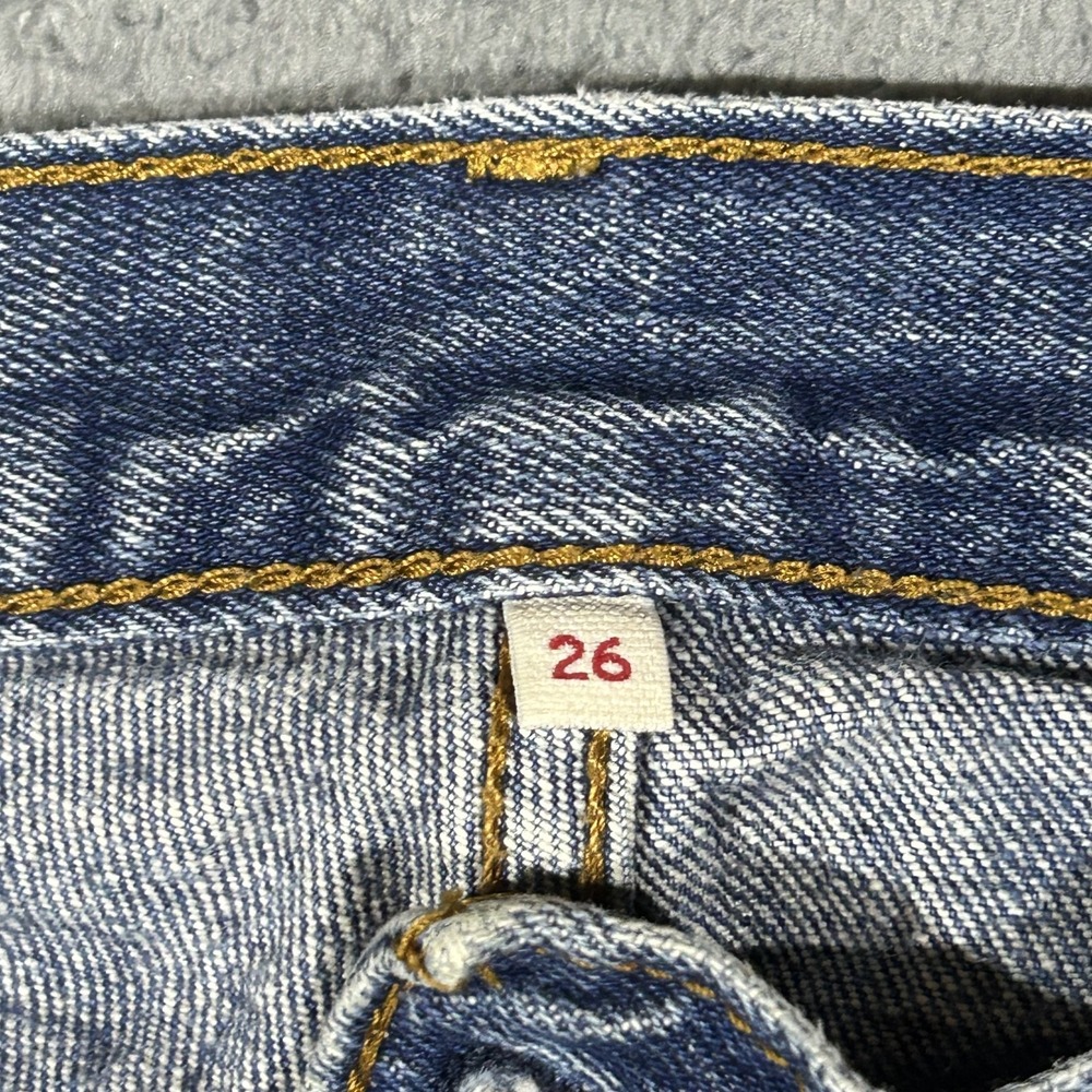 Levis White Oak Cone Blue Denim Jeans Womens 26 Ankle Raw Hem #3887 - Picture 2 of 10